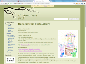 Tela inicial do site Hanamatsuri POA